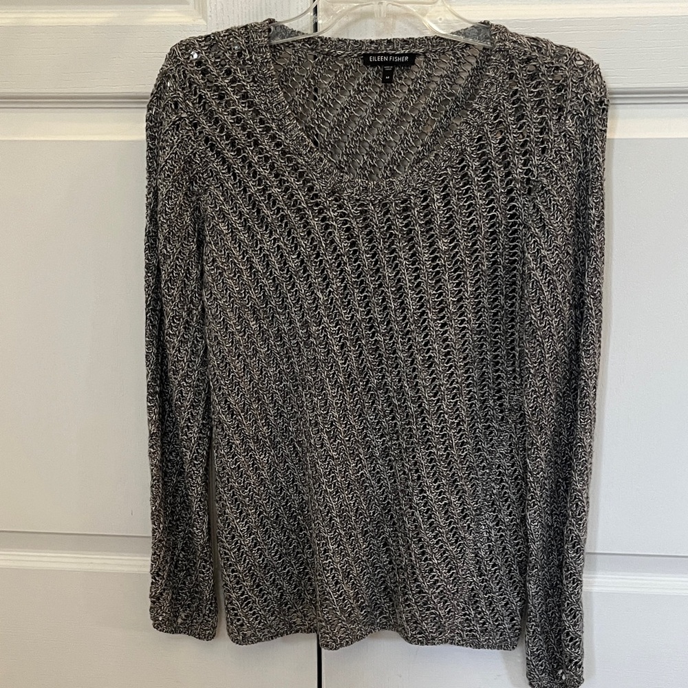 Eileen Fisher Charcoal and Light Gray Sweater